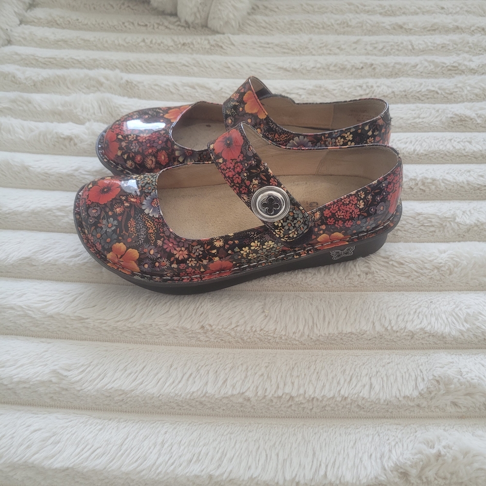 Alegria Womens Paloma Floral Mary Jane Shoes Patent Leather Platform Colorful 37 - Picture 2 of 12